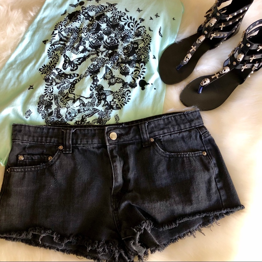 F21 Light Distressed Denim Shorts